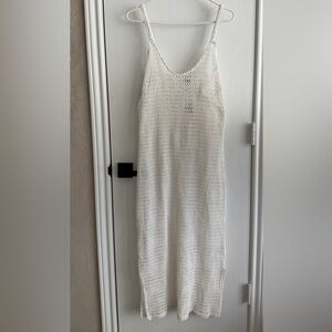 Gianni Bini White Crochet Knit Maxi Dress size L